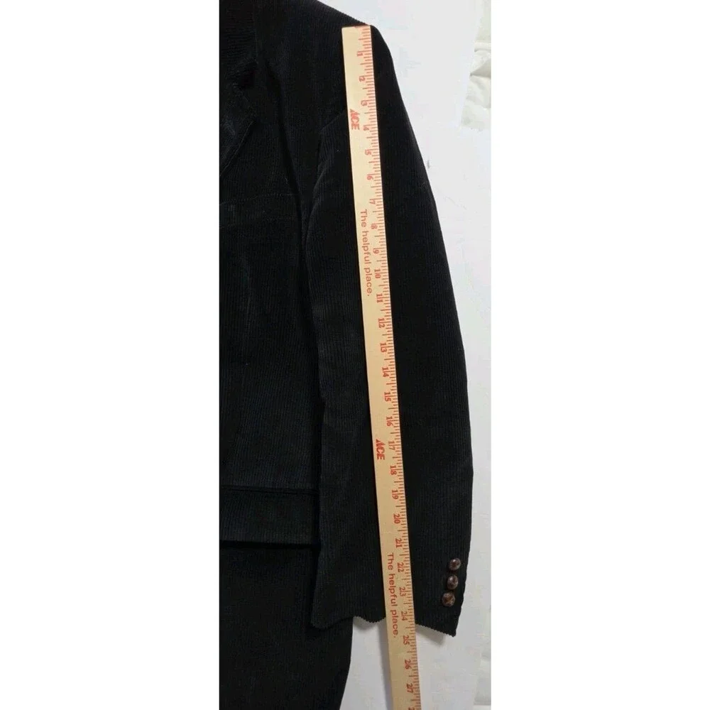 Club Uomo Men 52L Blazer Sport Coat Black Cotton Corduroy 2 Button Long Big Tall